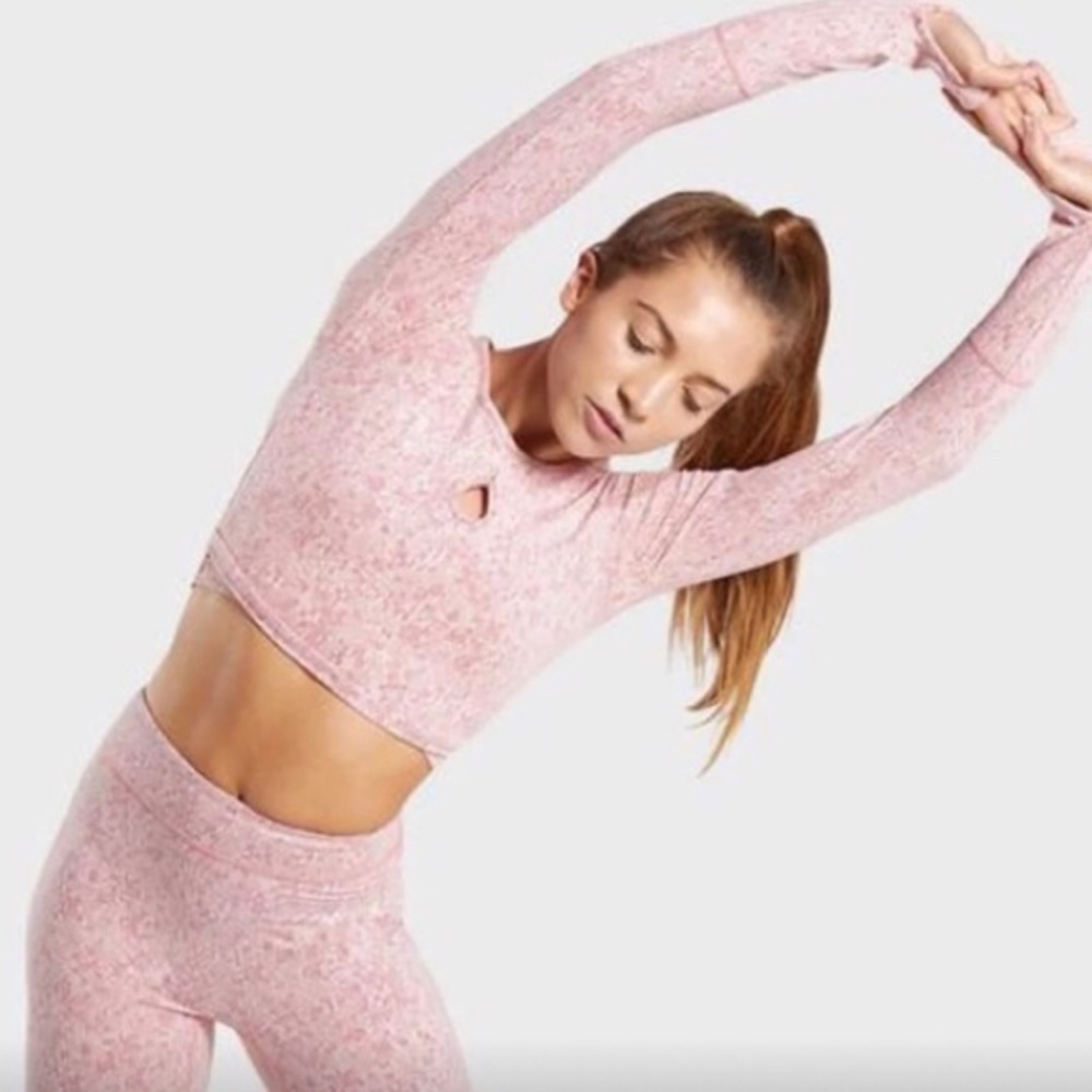 NWT gymshark Fleur Long Sleeve Crop brick red